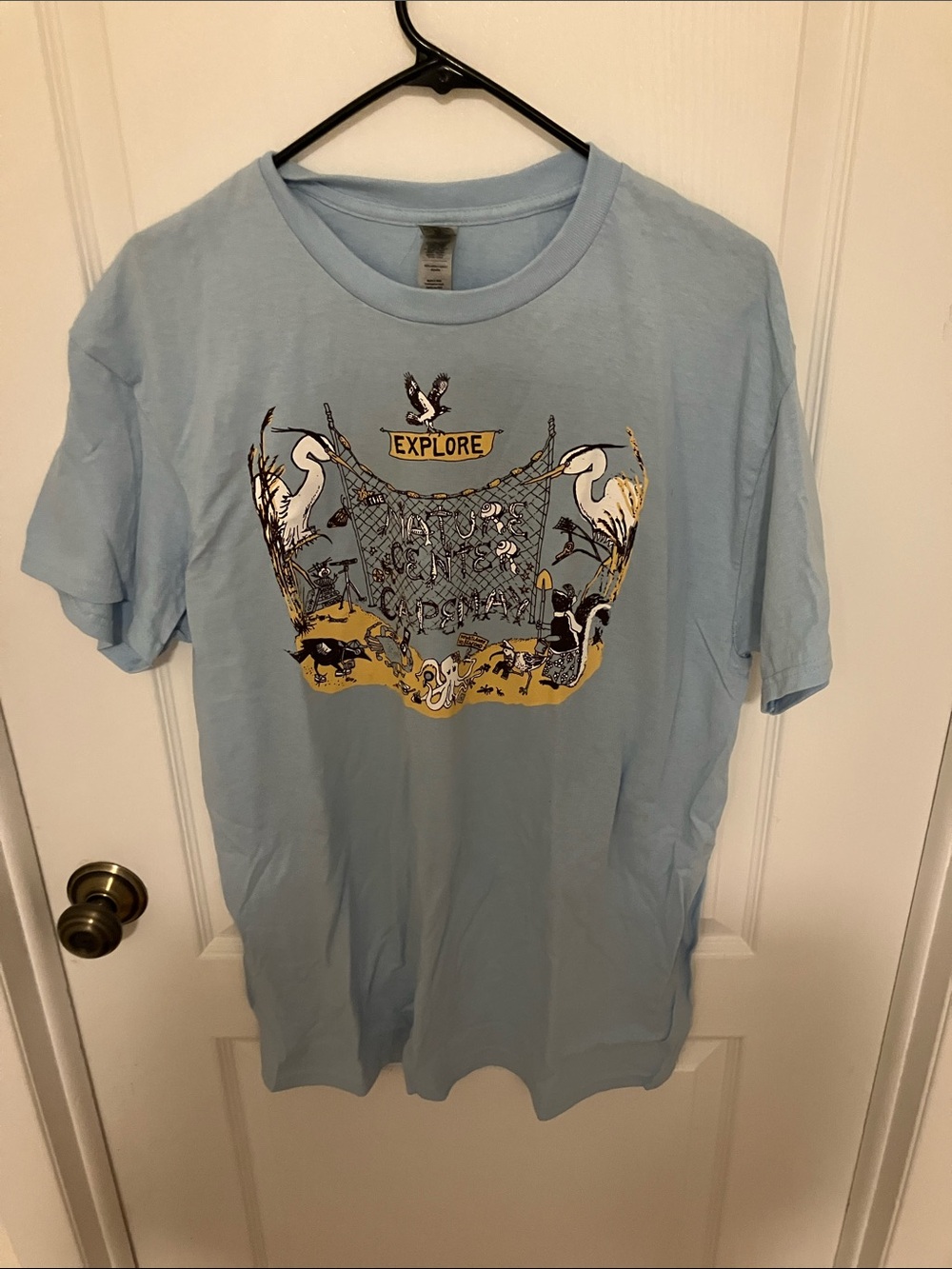 Gildan Cape May NJ nature center Light Blue 'Explore' Graphic Short Sleeve Tee
